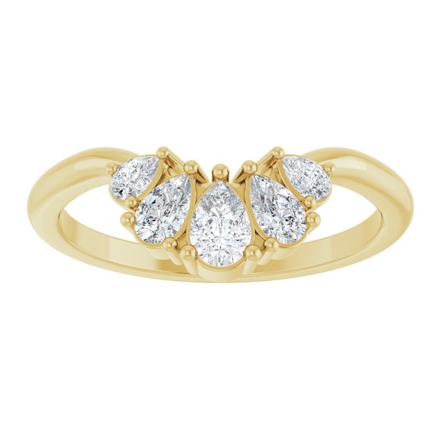 14K Yellow Gold Pear 4.5 X 3 Mm Polished 1/2 Ctw Natural Diamond Contour Band, Size 7