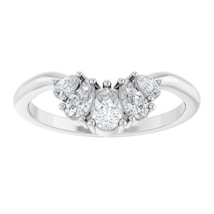 14K White Gold Lab-Grown Diamond Pear 4.5 X 3 Mm Lab-Grown Diamond Polished 1/2 Ctw Lab-Grown Diamond Contour Band Size 7