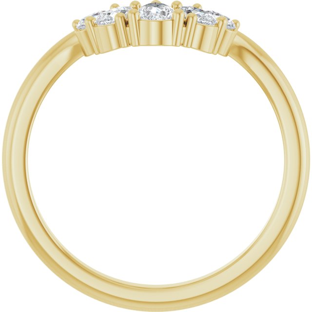 14K Yellow Gold Pear 4.5 X 3 Mm Polished 1/2 Ctw Natural Diamond Contour Band, Size 7