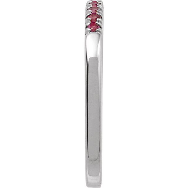 Sterling Silver Round 1.5 Mm Polished Natural Ruby Stackable Ring, Size 7