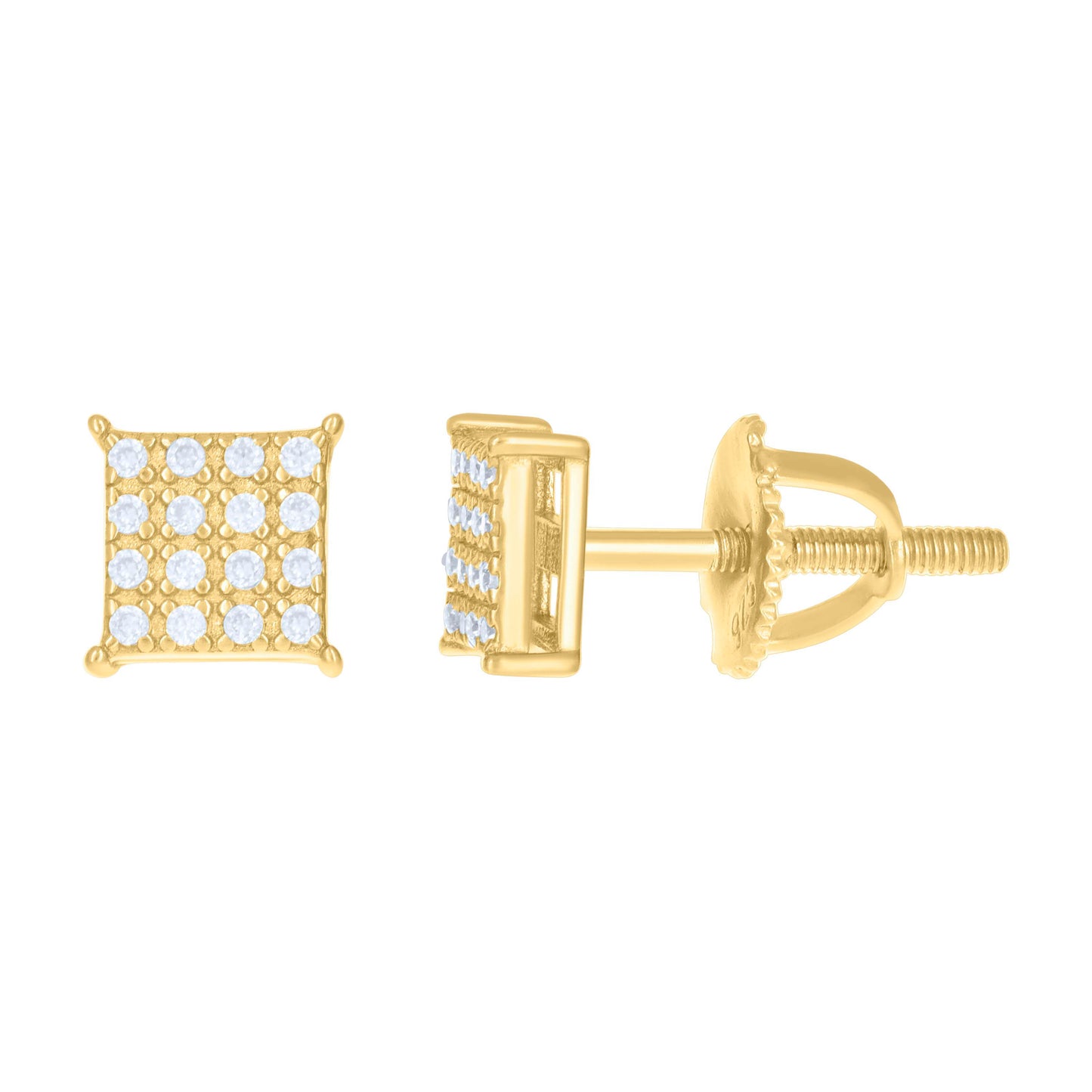 Sterling Silver Or Yellow-Tone Womens 1.1ct Moissanite Square Fashion Stud Earrings