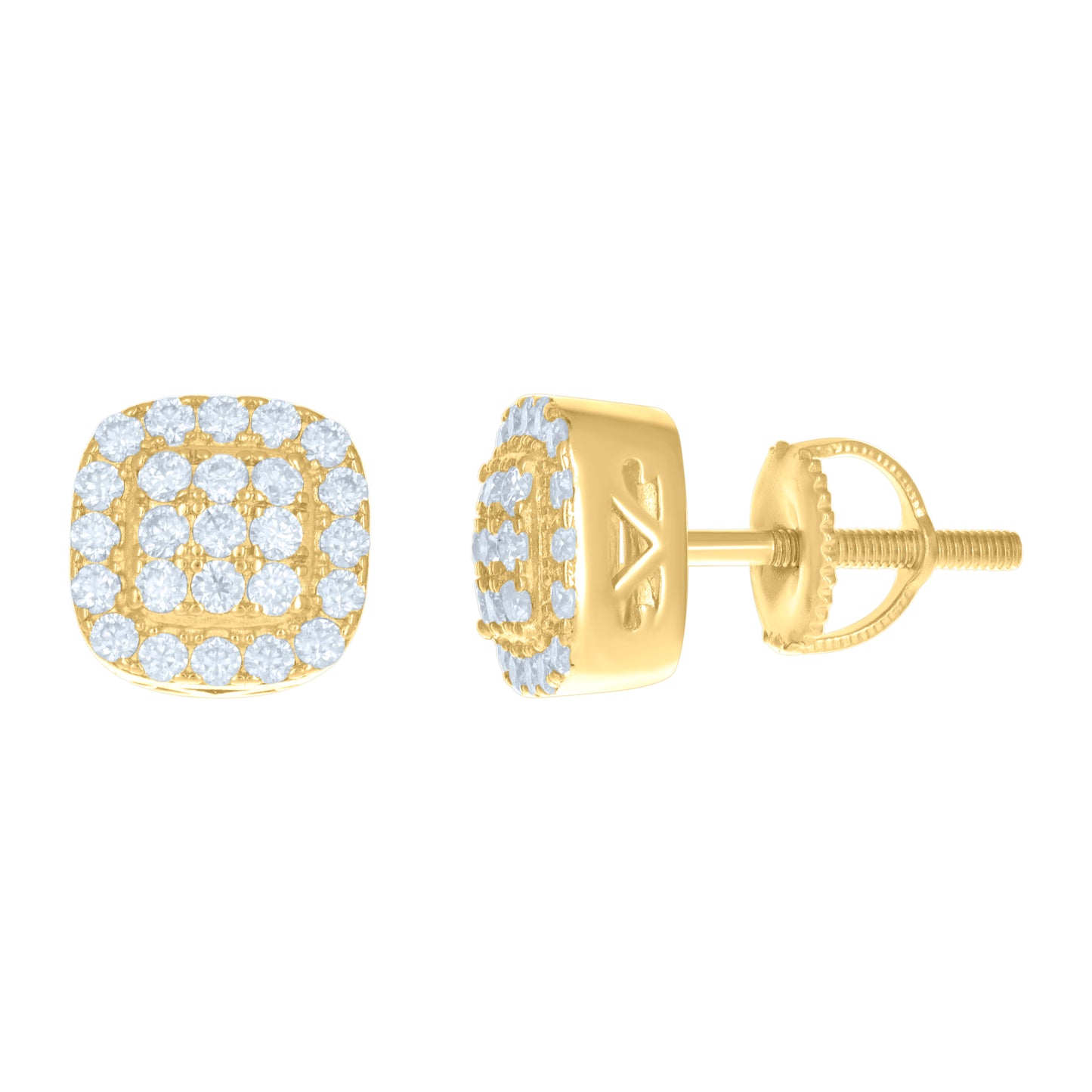 Sterling Silver Or Yellow-Tone Womens Moissanite 0.94Ct Square Stud Earrings