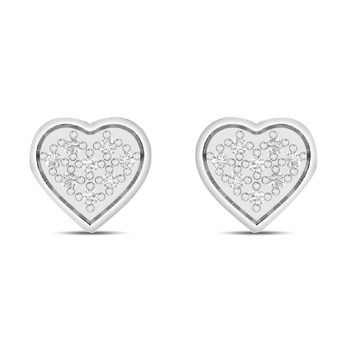 10K White Gold 0.04-0.05 Cttw Diamond "Heart" Earring