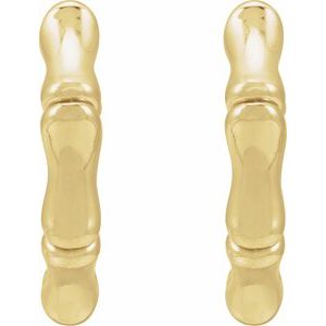 14K Yellow Gold Pair Hinged Bamboo Hoop Earrings, Length: 15.5 Mm, Thickness: 2.77 Mm