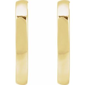 14K Yellow Gold Pair Hoop Earrings, Length: 40 Mm, Thickness: 6 Mm