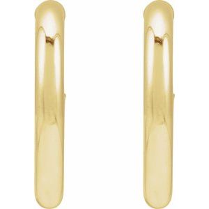 14K Yellow Or White Gold Or Sterling Silver Pair Friction Backs Included Polished Hollow Open Tube Hoop Earrings, Length 17 Mm, Thickness 2.5 Mm