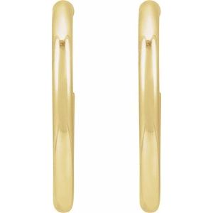 14K Yellow Or White Gold Or Sterling Silver Pair Friction Backs Included Polished Hollow Open Tube Hoop Earrings, Length 25 Mm, Thickness 2.5 Mm