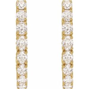 14K Yellow Gold Pair Oval Shape 3.2 X 2.3Mm Si1-Si2, Gh 2 5/8 Ctw Lab-Grown Diamond Hoop Earrings, Length: 20.67 Mm, Thickness: 2.5 Mm