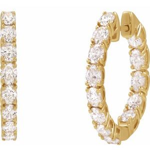 14K Yellow Gold Pair Oval Shape 3.2 X 2.3Mm I1, Gh 2 5/8 Ctw Natural Diamond Hoop Earrings, Length: 20.67 Mm, Thickness: 2.5 Mm