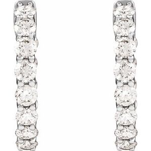 14K White Gold Pair Round Shape 2.8Mm Si1-Si2, Gh 2 1/5 Ctw Lab-Grown Diamond Inside-Outside Hoop Earrings, Length: 19.7 Mm, Thickness: 2.9 Mm