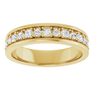 14K Yellow Gold Square 2 X 2 Mm 1/2 Ctw Natural Diamond Band Size 10