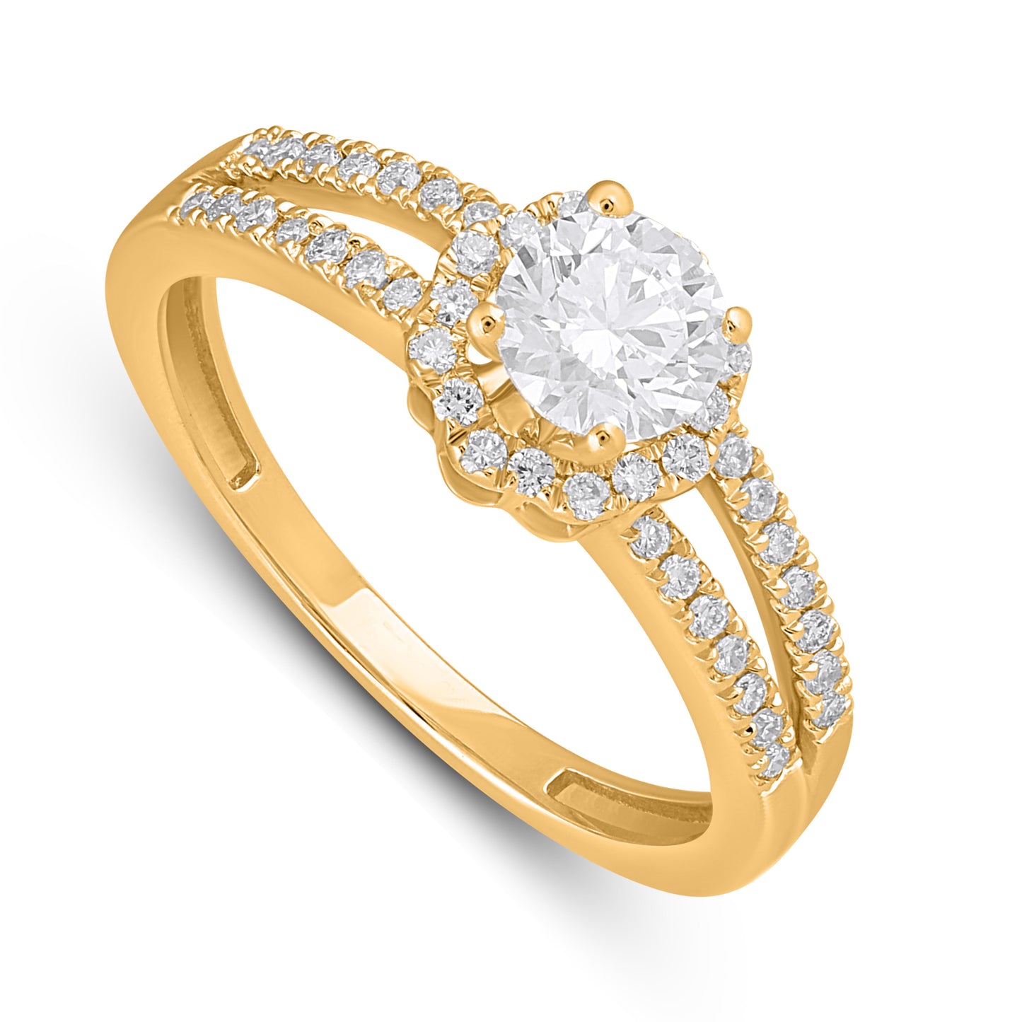 14K Yellow Gold 0.80-0.82 Cttw Lab Grown Diamond Ladies Ring
