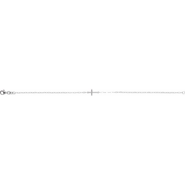 14K White Gold 12.4 X 7 Mm 7 In Polished Sideways Cross Bracelet