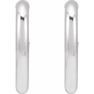14K Yellow Or White Gold Or Sterling Silver Pair Friction Backs Included Polished Hollow Open Tube Hoop Earrings, Length 17 Mm, Thickness 2.5 Mm