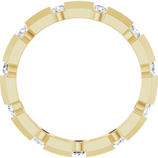 14K Yellow Gold Round 2.3 Mm Vs, F+ Polished 1/2 Ctw Lab-Grown Diamond Eternity Band, Size 6