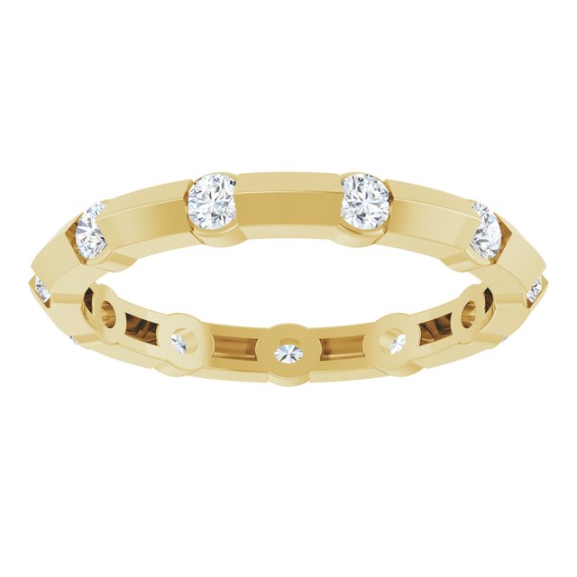 14K Yellow Gold Round 2.3 Mm Vs, F+ Polished 1/2 Ctw Lab-Grown Diamond Eternity Band, Size 6