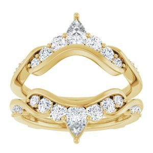 14K Yellow Gold Lab-Grown Diamond Straight Baguette 4.7 X 3.1 Mm Lab-Grown Diamond Polished 1 1/8 Ctw Lab-Grown Diamond Ring Guard Size 7