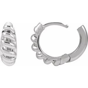 Sterling Silver Right Rope Dome Huggie Earring, Length: 12.9 Mm, Thickness: 5.6 Mm