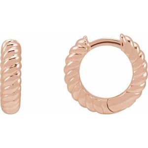 14K Yellow Or White Or Rose Gold Or Sterling Silver Hinged Polished Rope Huggie Earring, Length: 10.53 Mm, Thickness: 2.61 Mm