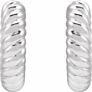 14K Yellow Or White Gold Or Sterling Silver Or Platinum Pair Hinged Polished Rope Huggie Earrings, Length: 12.01 Mm, Thickness: 2.61 Mm