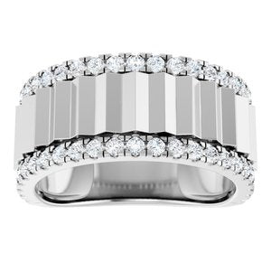 14K White Gold Lab-Grown Diamond Round 1.7 Mm Polished 9/10 Ctw Lab-Grown Diamond Mens Band Size 10