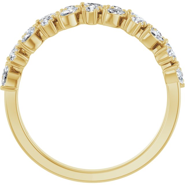 14K Yellow Or White Or Rose Gold Or Platinum Marquise 3 X 1.5 Mm Si, G-H Polished 1/2 Ctw Lab-Grown Diamond Accented Matching Band, Size 7