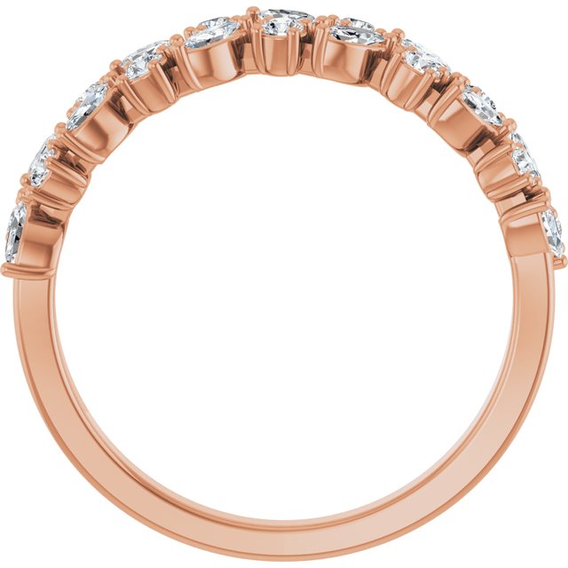 14K Yellow Or White Or Rose Gold Or Platinum Marquise 3 X 1.5 Mm Si, G-H Polished 1/2 Ctw Lab-Grown Diamond Accented Matching Band, Size 7