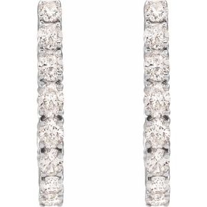 14K White Gold Pair Oval Shape 3.2 X 2.3Mm I1, Gh 2 5/8 Ctw Natural Diamond Hoop Earrings, Length: 20.67 Mm, Thickness: 2.5 Mm
