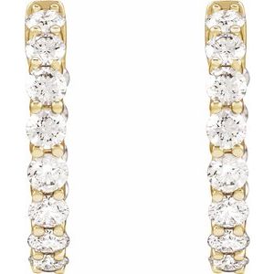14K Yellow Gold Pair Round Shape 2.8Mm I1, Gh 2 1/5 Ctw Natural Diamond Inside-Outside Hoop Earrings, Length: 19.7 Mm, Thickness: 2.9 Mm