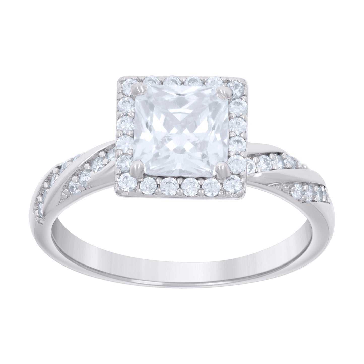 Sterling Silver Womens 1.95ct Moissanite Square Head Bridal Anniversary Engagement Wedding Ring