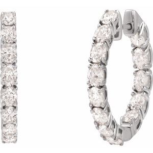 14K White Gold Pair Oval Shape 3.2 X 2.3Mm I1, Gh 2 5/8 Ctw Natural Diamond Hoop Earrings, Length: 20.67 Mm, Thickness: 2.5 Mm