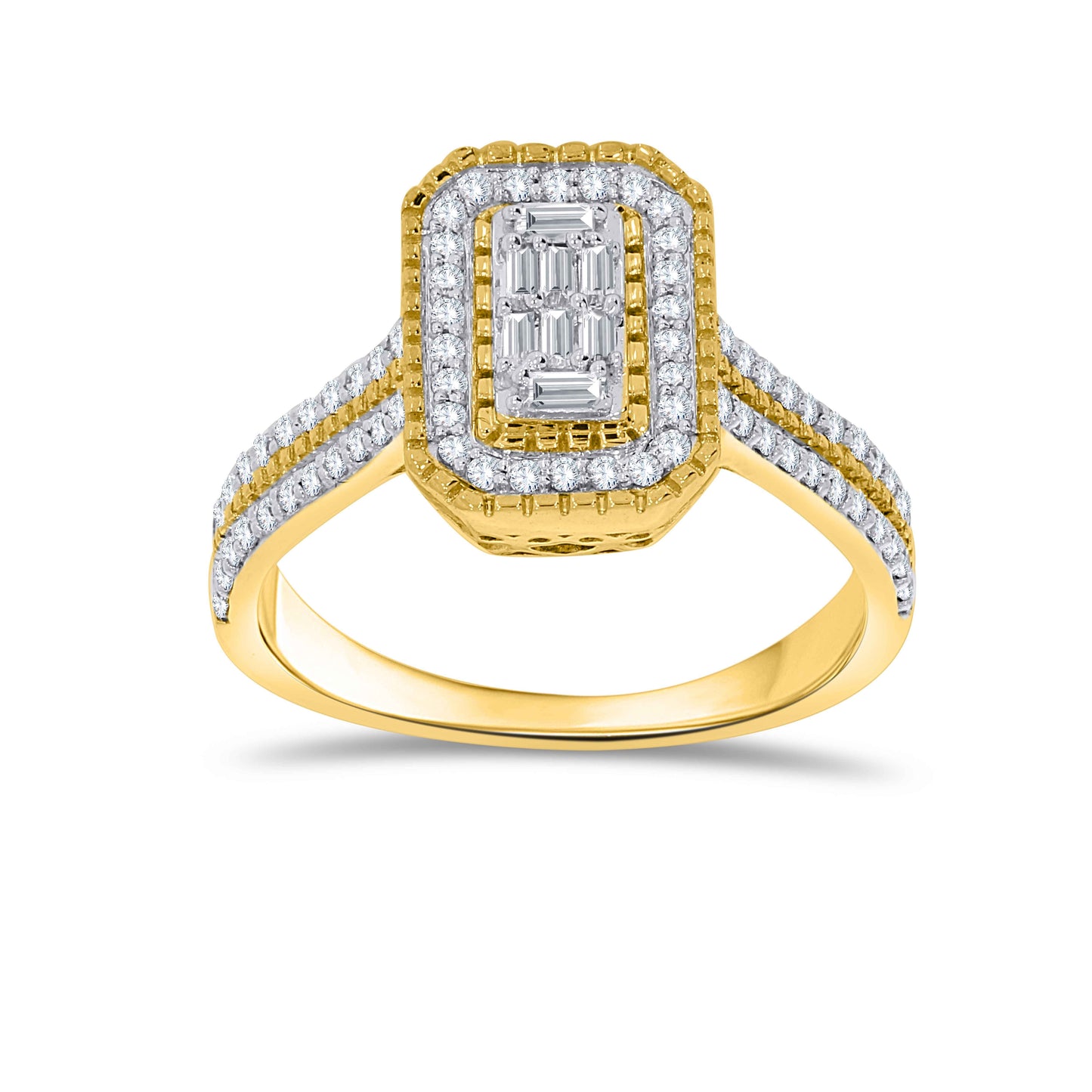 10K Yellow Gold 0.37 Cttw Diamond Ladies Ring