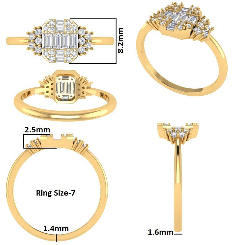 14K Yellow Gold 0.37 Cttw Diamond Ladies Ring