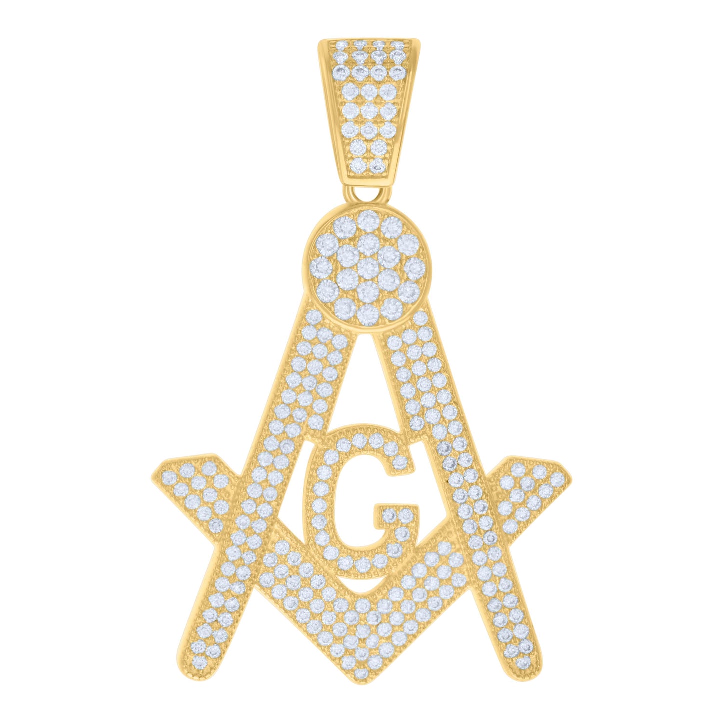 Sterling Silver Mens 1.91ct Moissanite Masonic Symbol Religious Charm Pendant