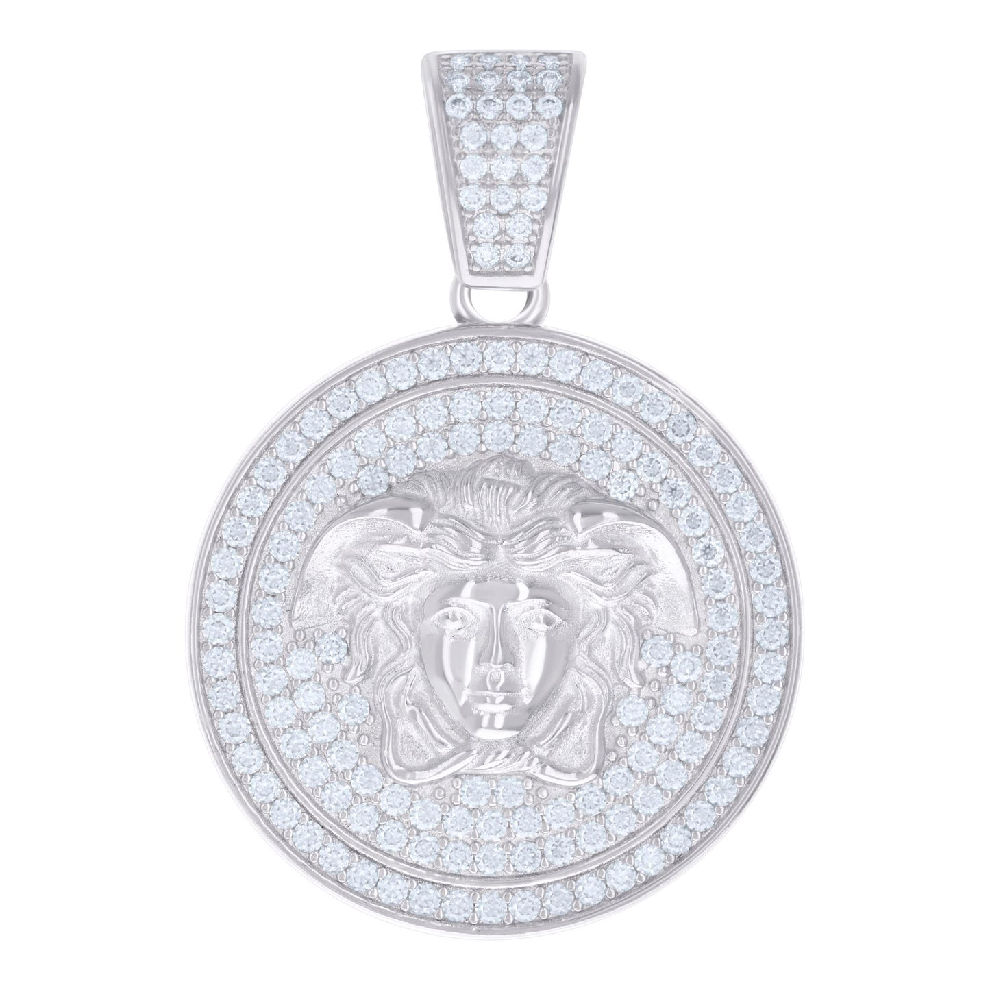 Sterling Silver Mens 1.99ct Moissanite Medusa Egyptian Charm Pendant