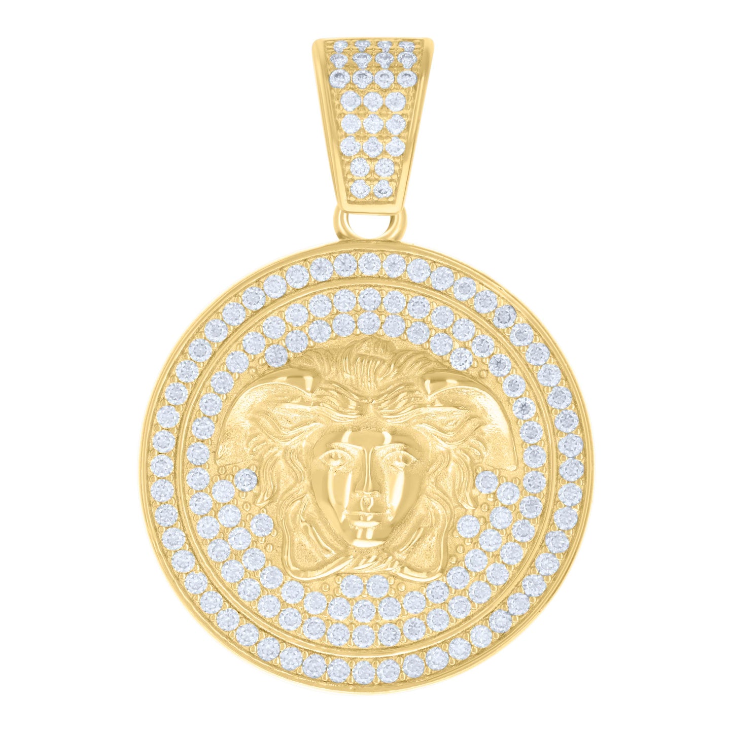 Sterling Silver Mens 1.99ct Moissanite Medusa Egyptian Charm Pendant
