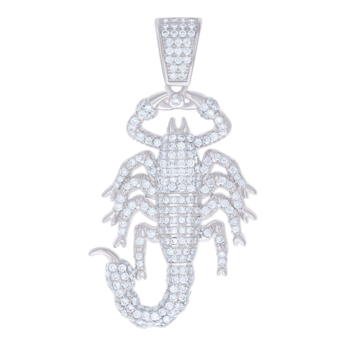 Sterling Silver Mens 1.85ct Moissanite Scorpio Zodiac Sign/Wildlife Charm Pendant