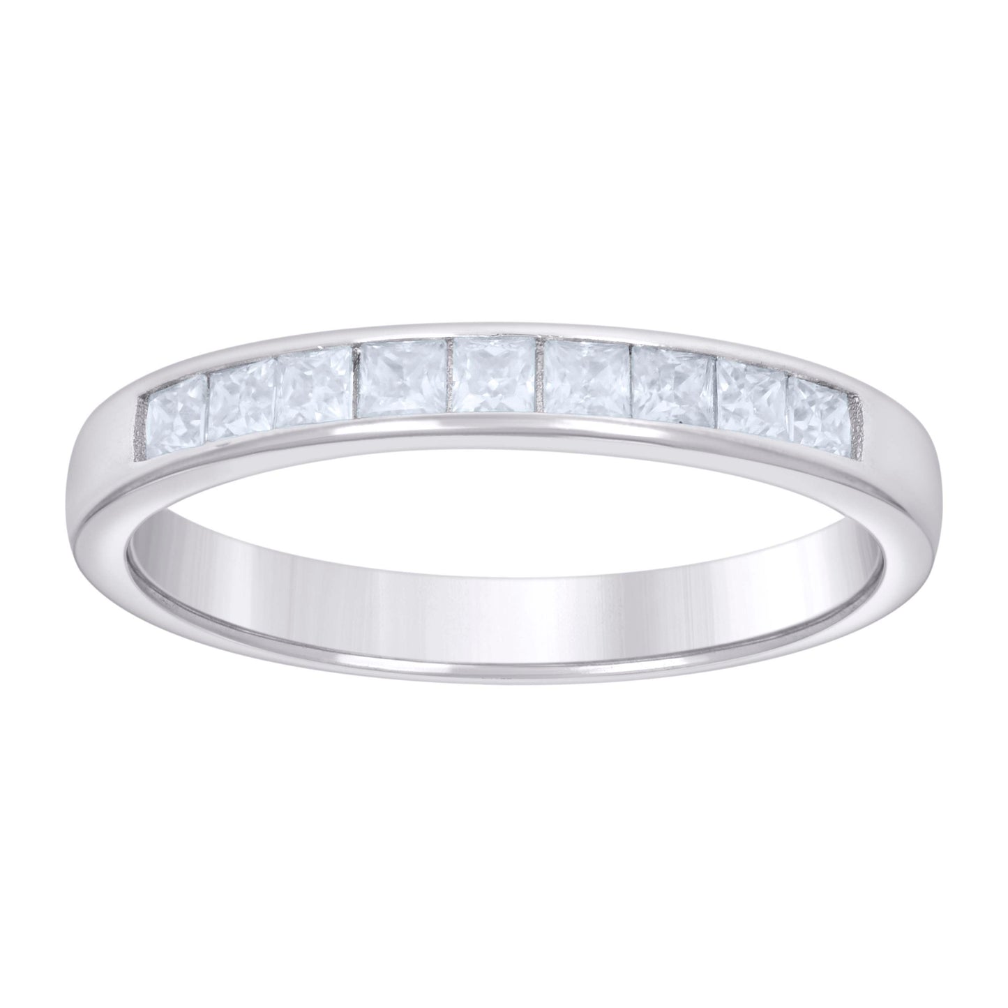Sterling Silver Womens Baguette 0.80ct Moissanite Bridal Anniversary Engagement Wedding Band Ring