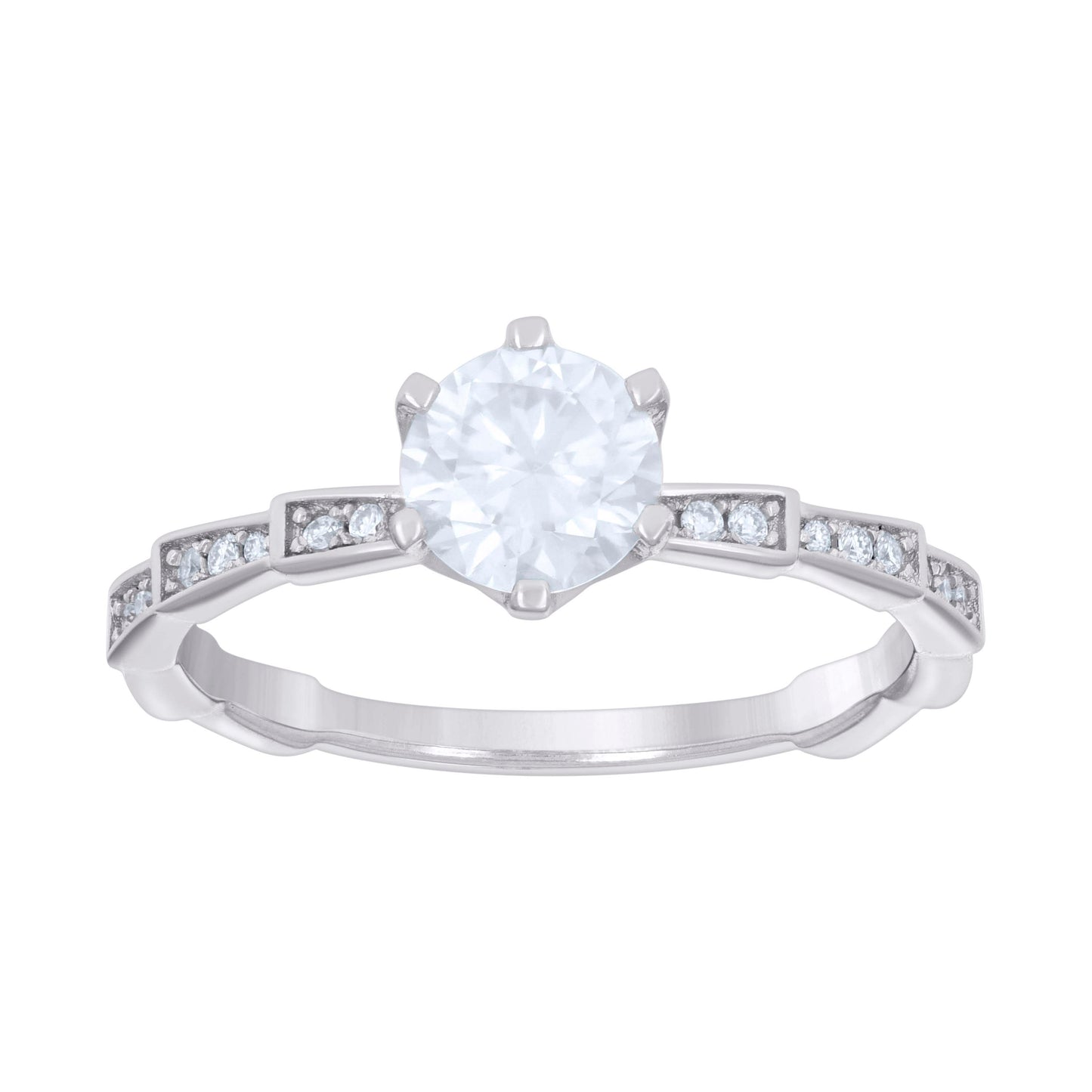 Sterling Silver Womens 1.27ct Moissanite Fashion Bridal Anniversary Engagement Wedding Ring