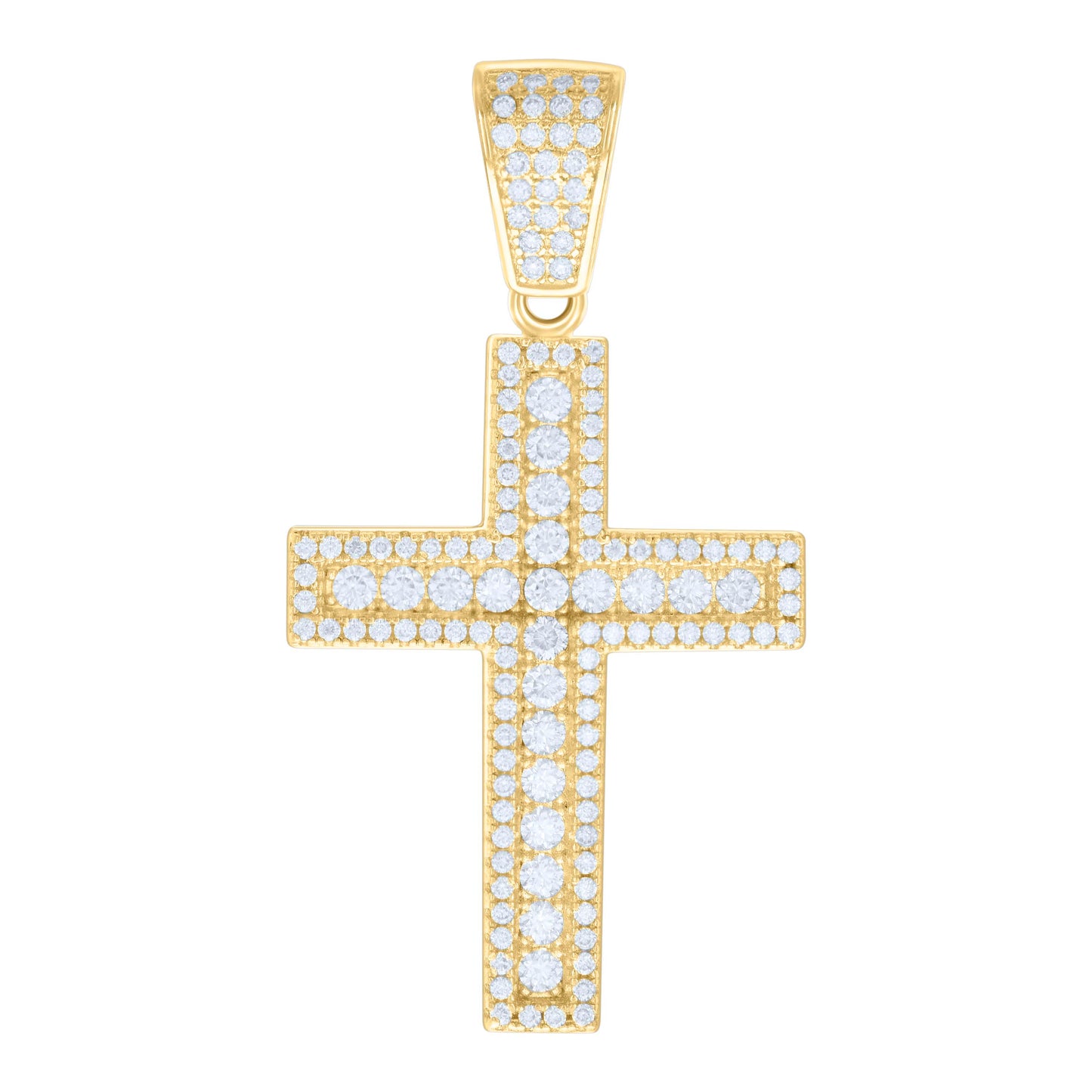 Sterling Silver Mens 1.85ct Moissanite Cross Religious Charm Pendant