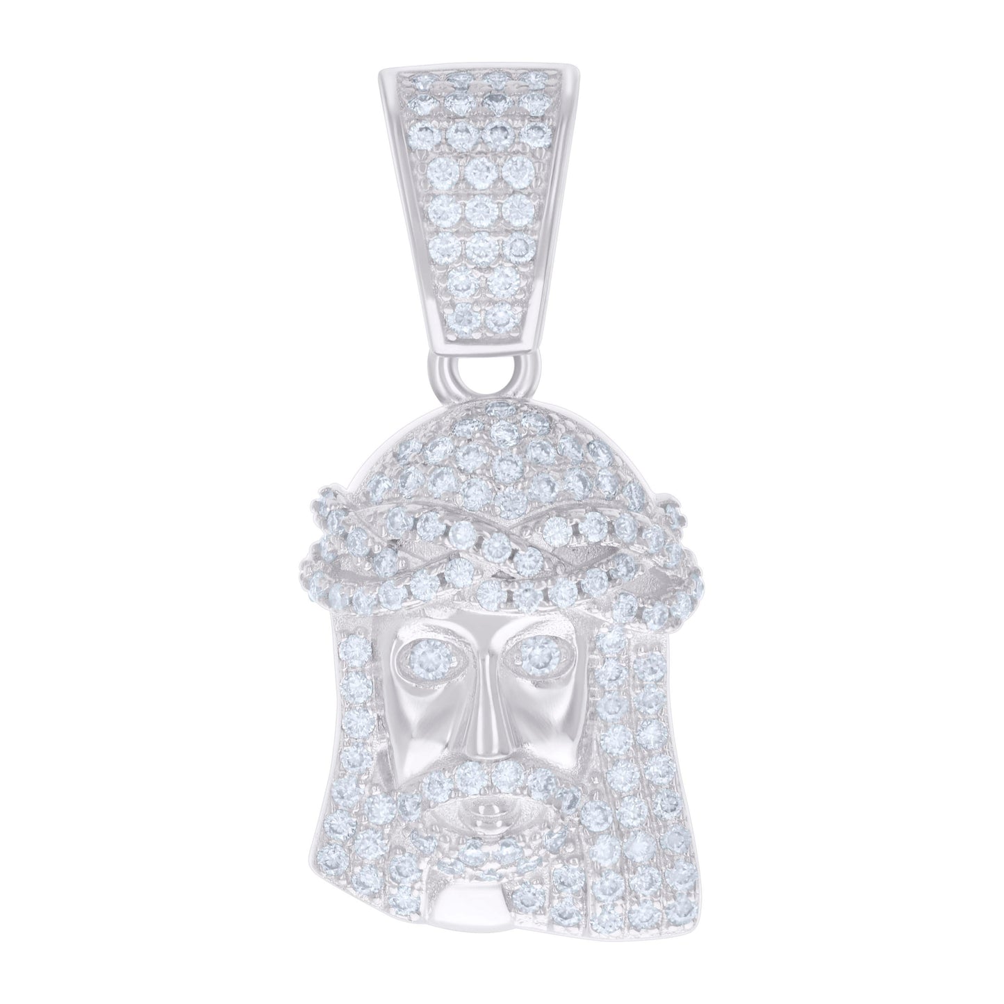 Sterling Silver Mens 0.69ct Moissanite Jesus Religious Charm Pendant