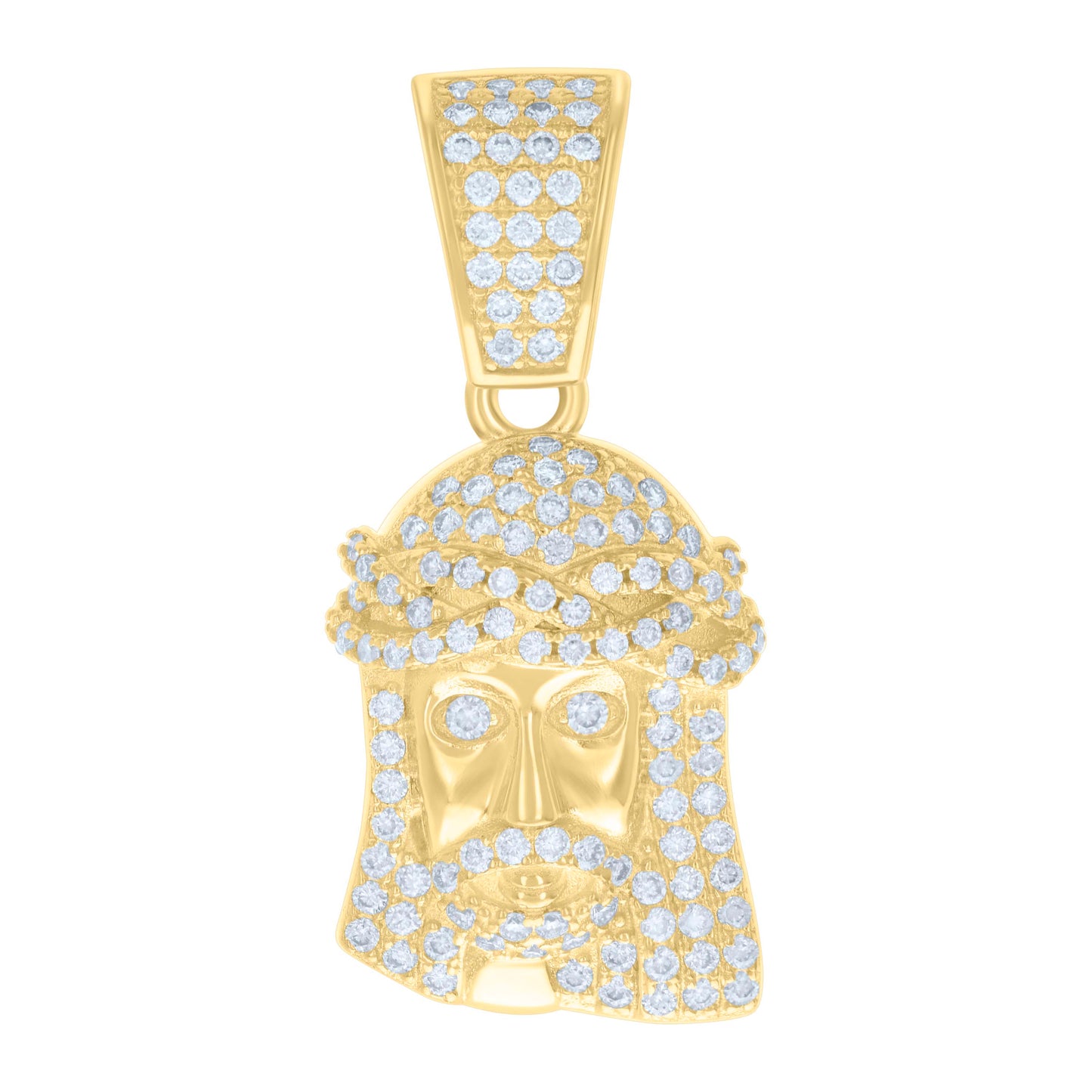 Sterling Silver Mens 0.69ct Moissanite Jesus Religious Charm Pendant