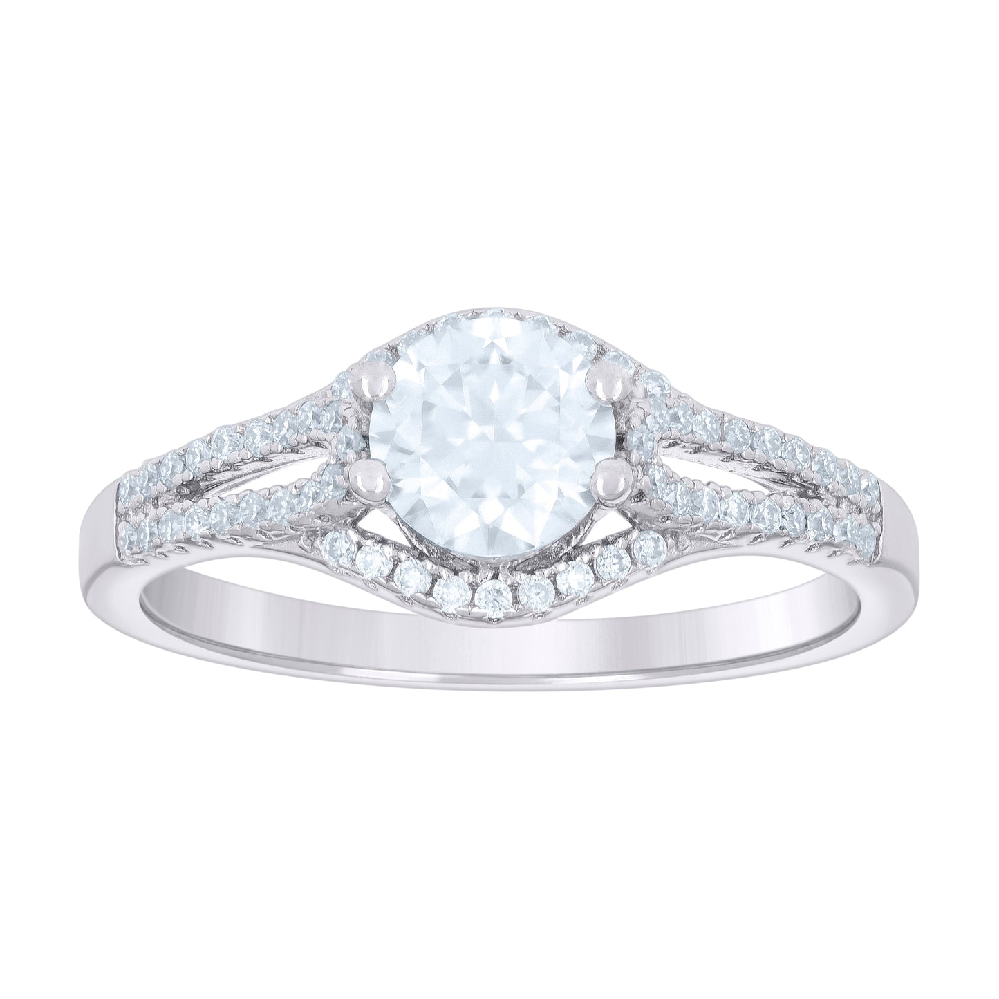 Sterling Silver Womens 1.106ct Moissanite Fashion Bridal Anniversary Wedding Engagement Band Ring