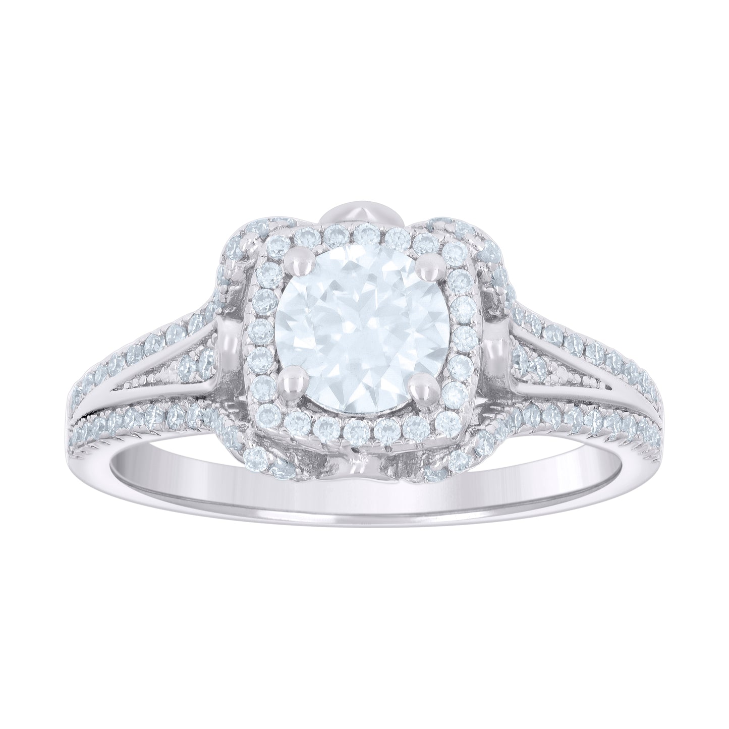 Sterling Silver Womens 1.362ct Moissanite Fashion Bridal Anniversary Wedding Engagement Band Ring