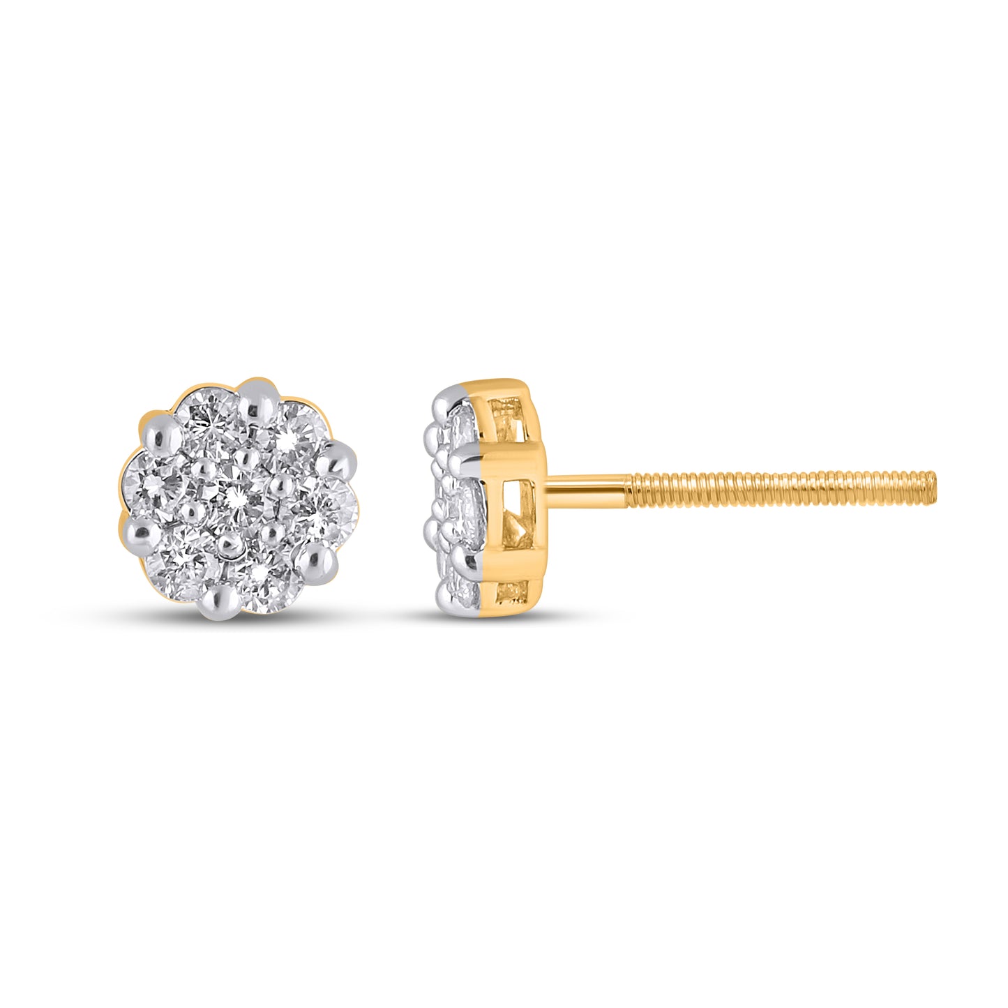 14K Yellow Gold 1.85-1.94 Cttw Lab Grown Diamond Flower Earrings