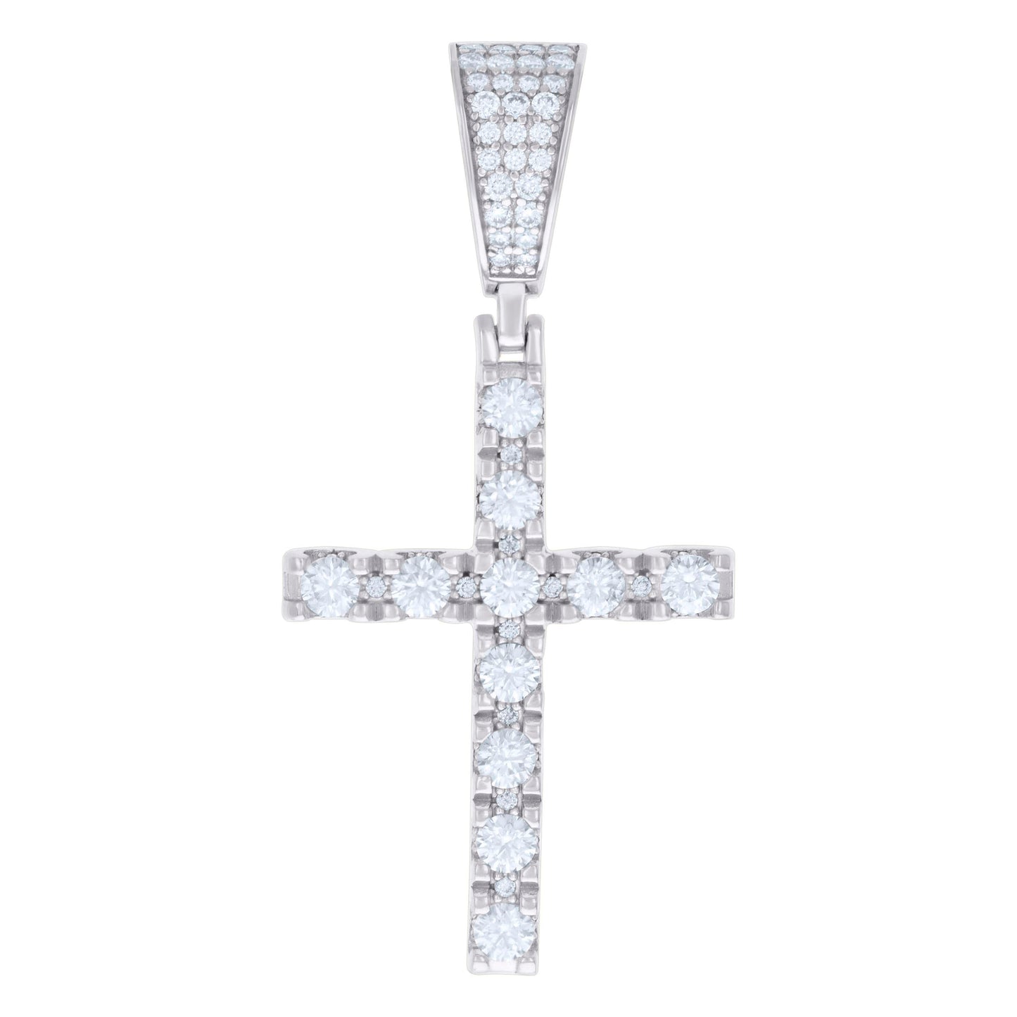 Sterling Silver Unisex 2.04ct Moissanite Cross Religious Charm Pendant