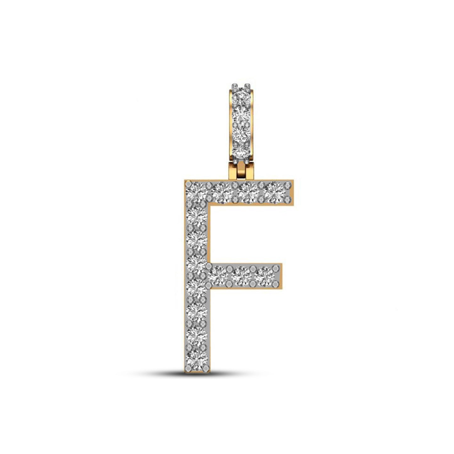 14K Yellow Gold 0.73 Cttw Lab Grown Diamond Initial F Pendant