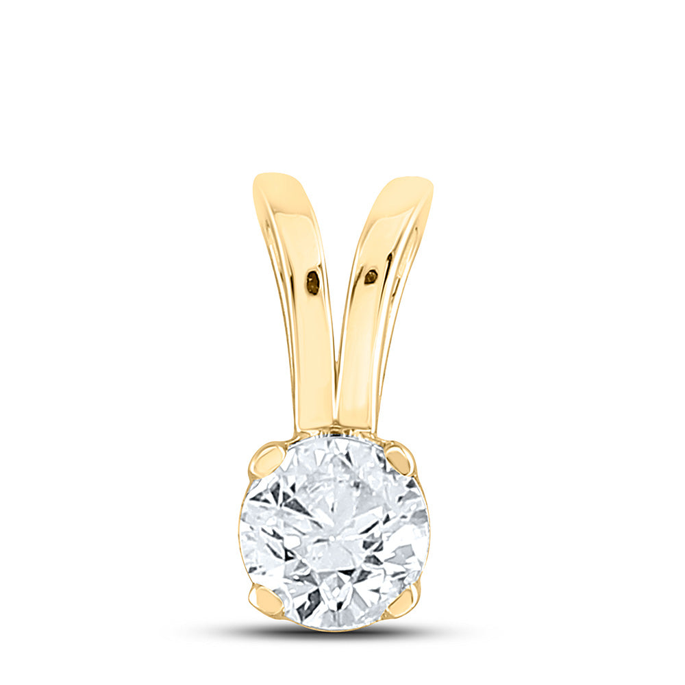 14K White Or Yellow Gold Womens Round Diamond Solitaire Pendant