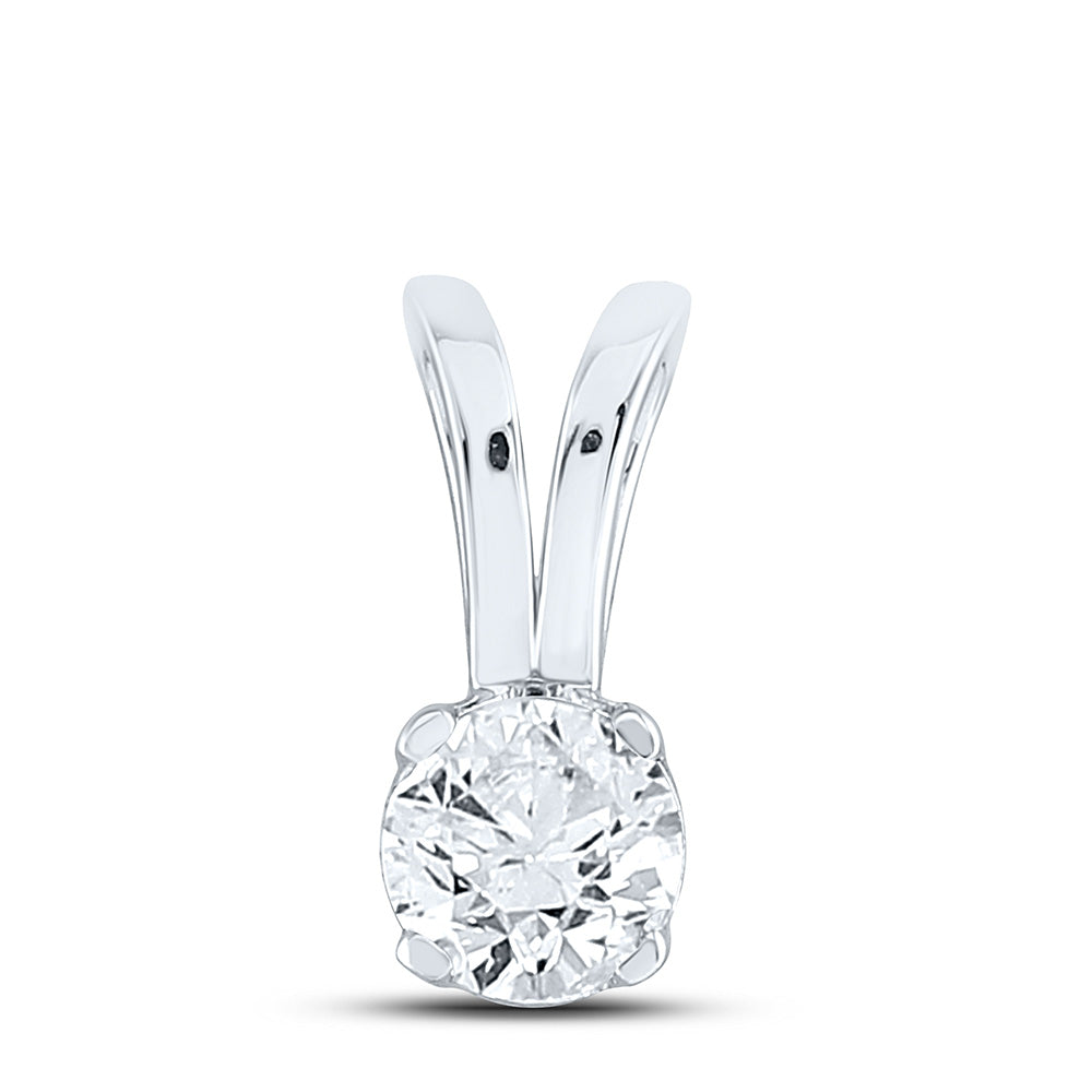 14K White Or Yellow Gold Womens Round Diamond Solitaire Pendant
