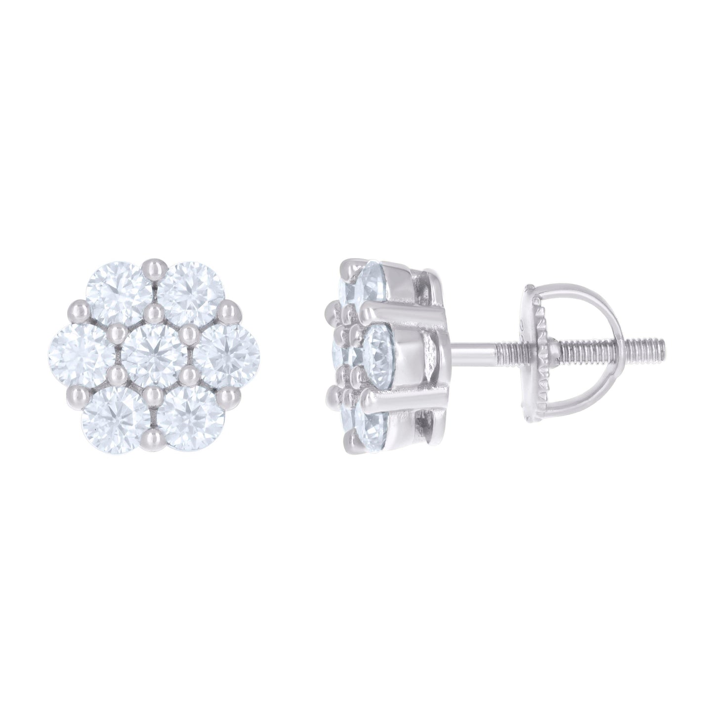 Sterling Silver Or Yellow-tone Womens 1.32ct Moissanite Flower Fashion Stud Earrings